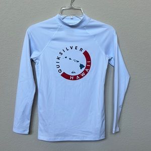 Boys Quicksilver long sleeve rash guard. Size L/14